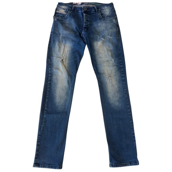 Y2K DIT Industry Jeans 34x31 Distressed Denim Fade Wash w/ Hotmail Tag 🔥 - Picture 1 of 16
